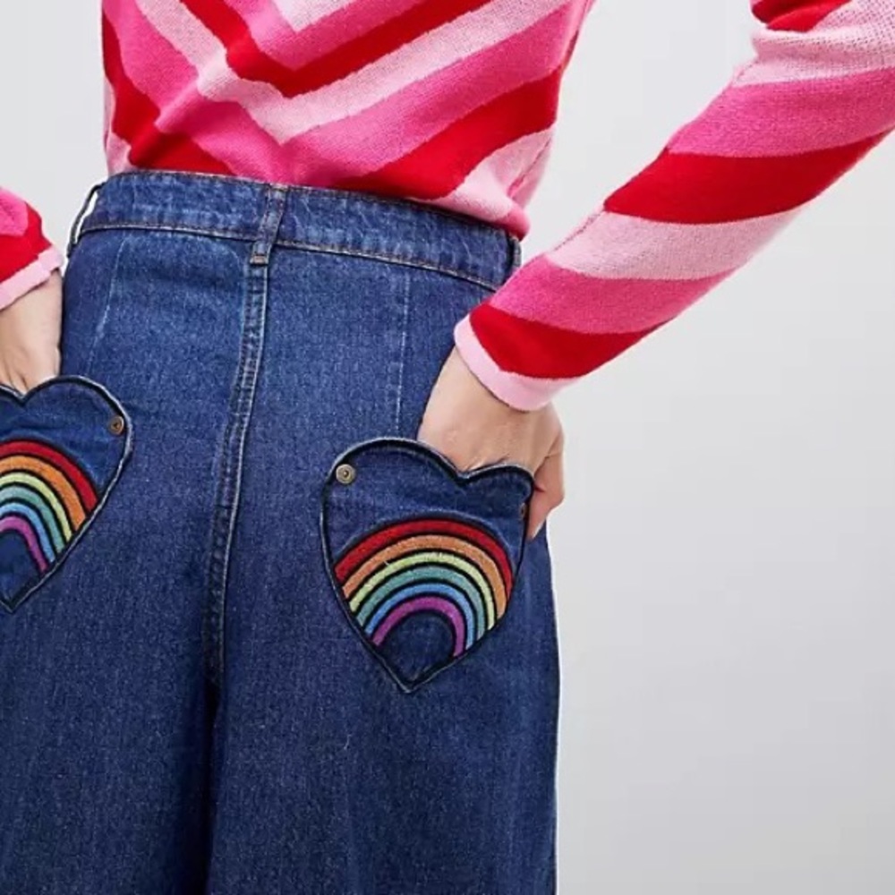 Lazy Oaf Wide Leg Rainbow Pocket Jeans - Picture 3 of 6